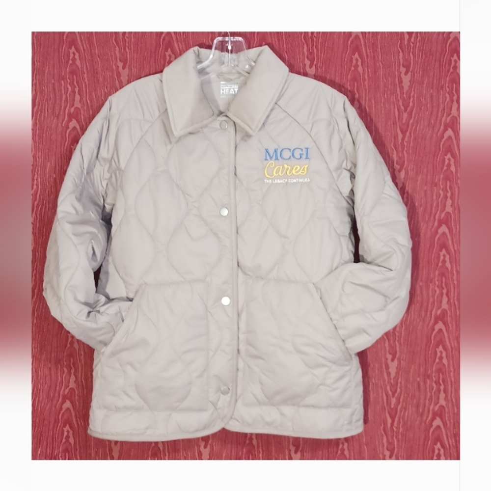 32° DEGREES MUGI Cares Biege Long Sleeve Collared Snap Closure Jacket Size S